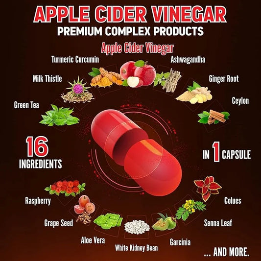 Zolotus 14x Strength Apple Cider Vinegar 14500mg, with (60 Caps)