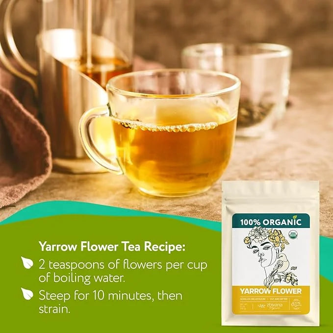 Yarrow Flower Tea Organic - Dried Yarrow Herb Loose Leaf - Herbal Tea to Support Cardiovascular Health, Immune Function & ...