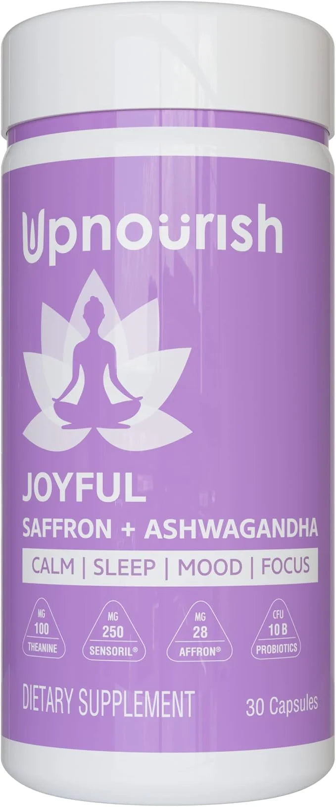 UpNourish Organic Ashwagandha Saffron Supplements with Probiotics 30 Vegan
