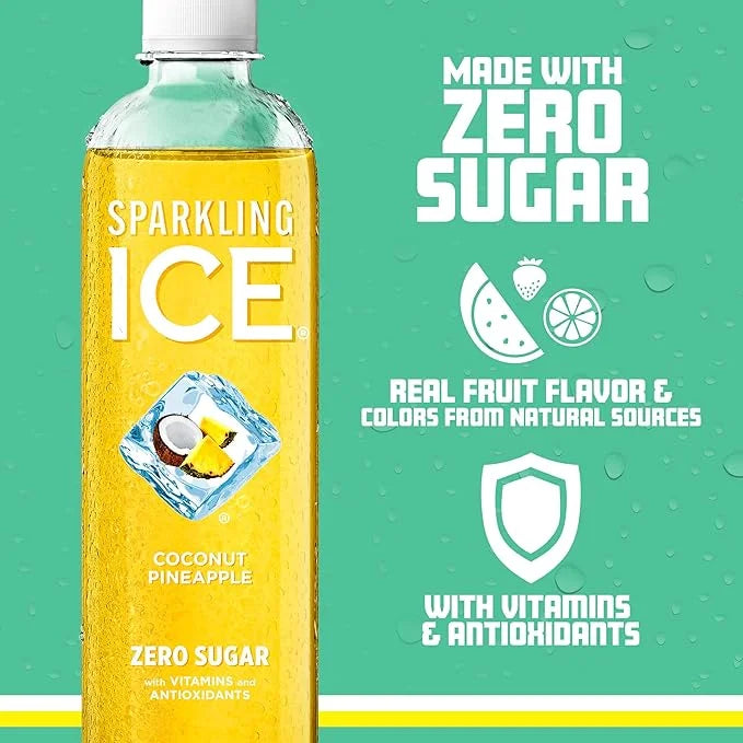 Sparkling Ice, Coconut Pineapple Sparkling Water, Zero Sugar Flavored Water, with Vitamins and Antioxidants, Low Calorie B...