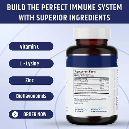 Vitamin C 1000mg Complex with L-Lysine 500mg, Zinc 12mg, Bioflavonoids 300mg. Doctor Bottles.(2)