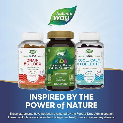 Nature's Way Kids Growing Bones & D3 & K1, Ages 2+, Wildberry 60 Gummies