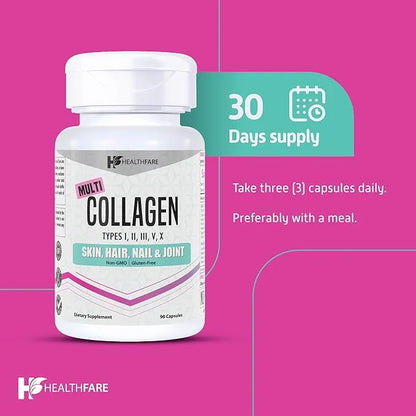 Multi Collagen Peptides pills for Women 14 in 1 | 90 Count