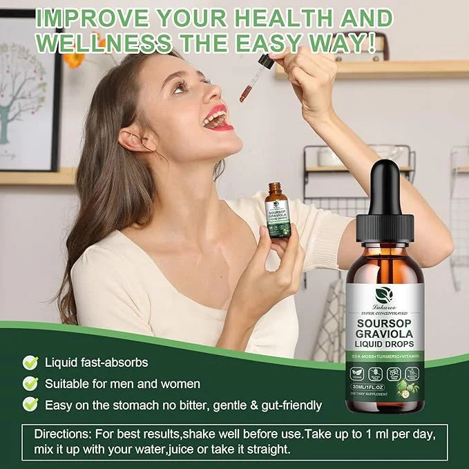 (2 Pack) Soursop Graviola Leaf Extract Liquid Drop Plus Pure Botanical Sea Moss for Cell Support & Regeneration, Immunity,...