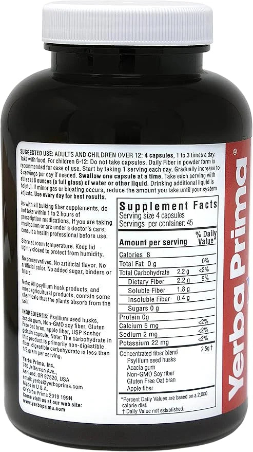 Yerba Prima Daily Fiber Caps 180 Capsules