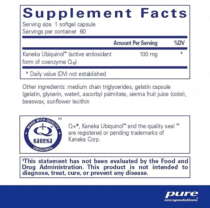 Pure Encapsulations Ubiquinol-QH 100 mg CoQ10 - 60 Softgel