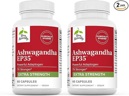Terry Naturally Ashwagandha EP35 Extra Strength 60 Capsules, 2 - 120 Total