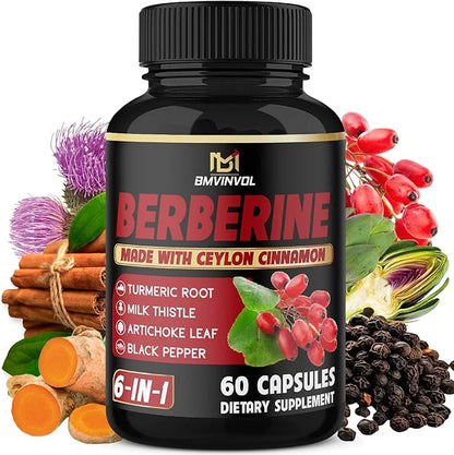 Berberine with Ceylon Cinnamon, Turmeric, Milk Thistle, Artichoke, Black Pepper - 60 Count - Pack of 1 - Product Image