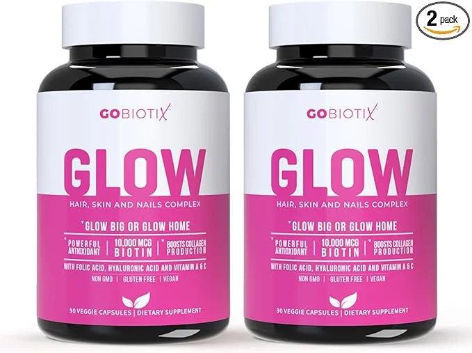 Glow Vitamins - Hair Skin and 10,000mcg Biotin 180 Capsules