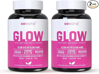 Glow Vitamins - Hair Skin and 10,000mcg Biotin 180 Capsules
