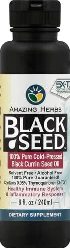 Amazing Herbs Premium Black Seed Oil - Cold Pressed Nigella Sativa Aids in Digestive Health, Immune Support, Brain Functio...