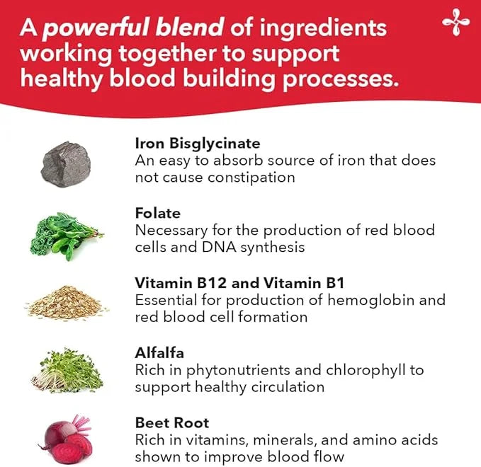 LifeSeasons Blood Nourish-R - Iron Supplement - Non Constipating - Supports Anemia, Fatigue, Paleness & Dizziness - Blood ...