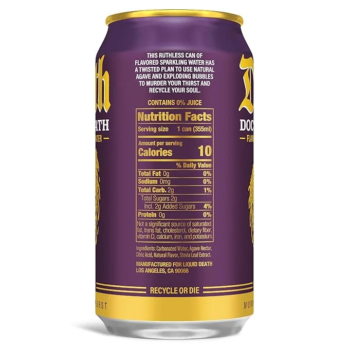 Liquid Death, Doctor Death, Soda-Flavored Sparkling Water, 12-Pack (12oz Cans), Low Calorie & No Artificial Sweeteners - P...