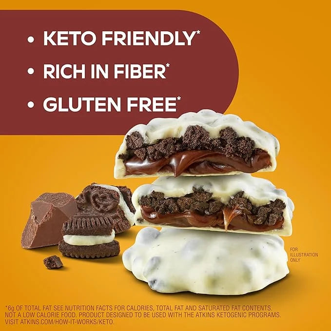 Atkins Keto Cookies & Crème Clusters, Gluten Free, High Fiber, Low Carb, Keto Friendly, 8 Count - Product Image