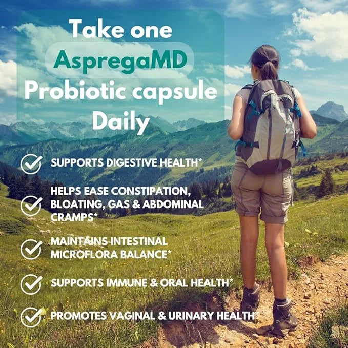 Asprega 30CT - Probiotic + Prebiotic Supplement | 17 Strains, 35 Billion CFUs | Delayed Release | Saccharomyces Boulardii ...