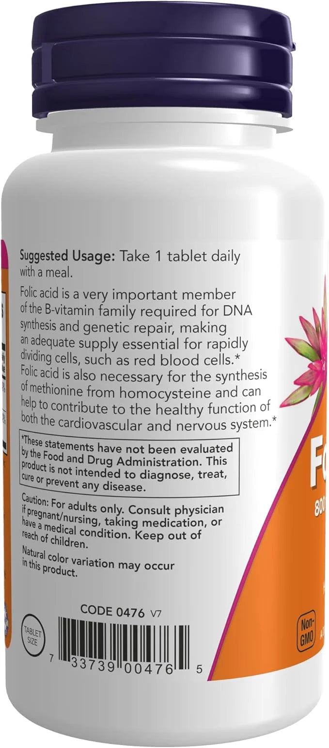 NOW Supplements, Folic Acid 800 mcg B-12 (Cyanocobalamin) 25 mcg, 250 Tablets 2)
