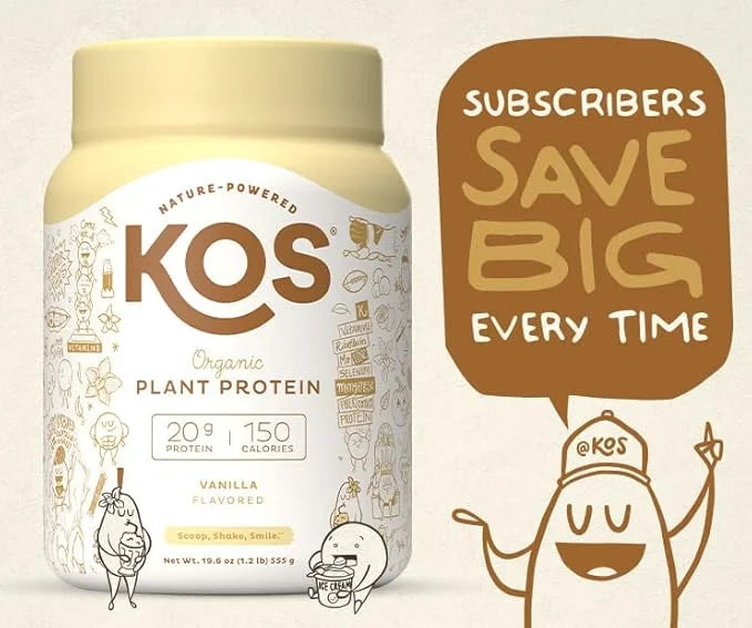 KOS Vegan Protein Powder Erythritol Free, Vanilla 15 Servings