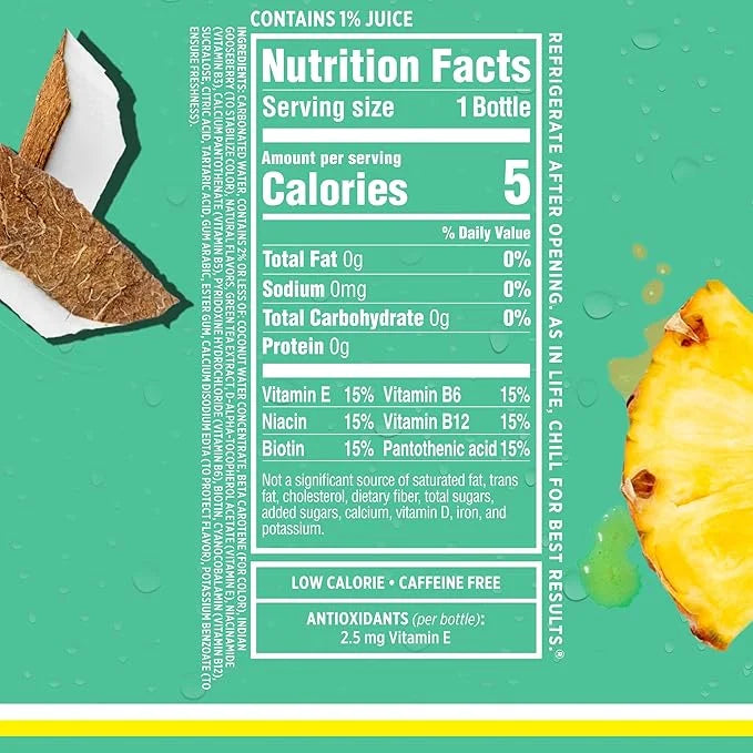 Sparkling Ice, Coconut Pineapple Sparkling Water, Zero Sugar Flavored Water, with Vitamins and Antioxidants, Low Calorie B...