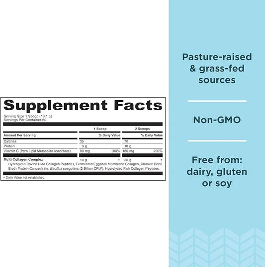Ancient Nutrition Collagen Powder Protein with Probiotics, Multi Collagen Protein, Unflavored, 60 Servings, Hydrolyzed Col...