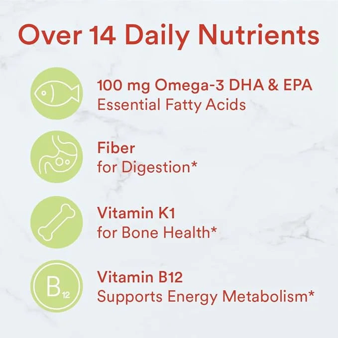 SmartyPants Kids Multivitamin Gummies and Fiber 3 Fish D3, C, B12, B6, B6, Vitamin 90 Count (22 Day