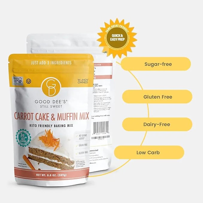 Good Dees Low Carb Baking Mix, Carrot Muffin & Cake Mix, Keto Baking Mix, No Sugar Added, Gluten Free, Dairy-Free, Diabeti...