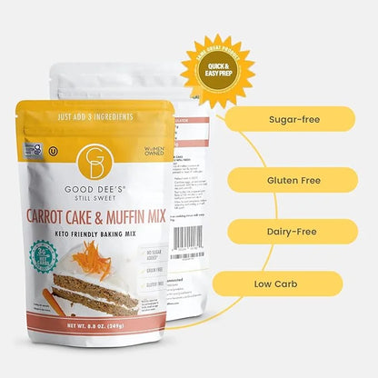Good Dees Low Carb Baking Mix, Carrot Muffin & Cake Mix, Keto Baking Mix, No Sugar Added, Gluten Free, Dairy-Free, Diabeti...