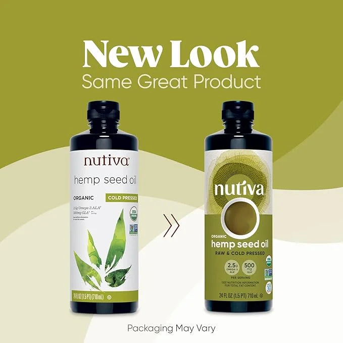 Nutiva Organic Cold-Pressed Unrefined Raw Hemp Seed Oil, 24 Ounce, USDA Organic, Non-GMO, Whole 30 Approved, Vegan, Gluten...