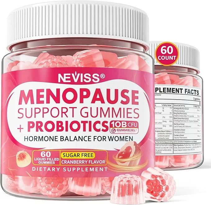 Sugar Free Menopause Supplement Filled Gummies for Women, Menopause Probiotics Hormone Balance Gummies with Ashwagandha, D...