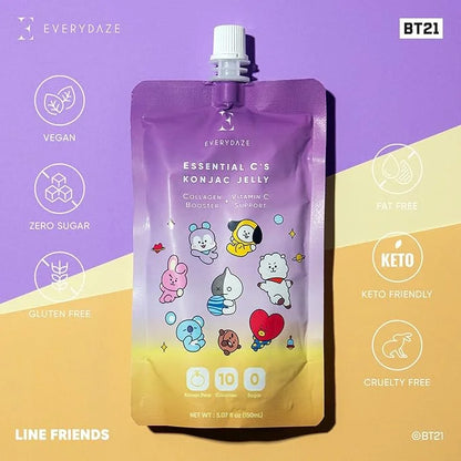 EVERYDAZE BT21 Essential C’s Konjac Jelly | Korean Pear | Vegan Collagen Peptides and Vitamin C | Gluten Free, Sugar Free,...