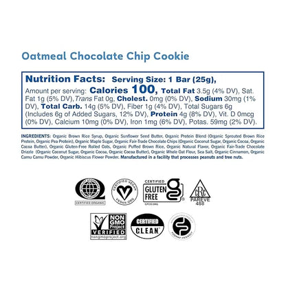 GoMacro Kids MacroBar Organic Vegan Snack Bars - Oatmeal Chocolate Chip Cookie (0.90 Ounce Bars, 7 Count) - Product Image