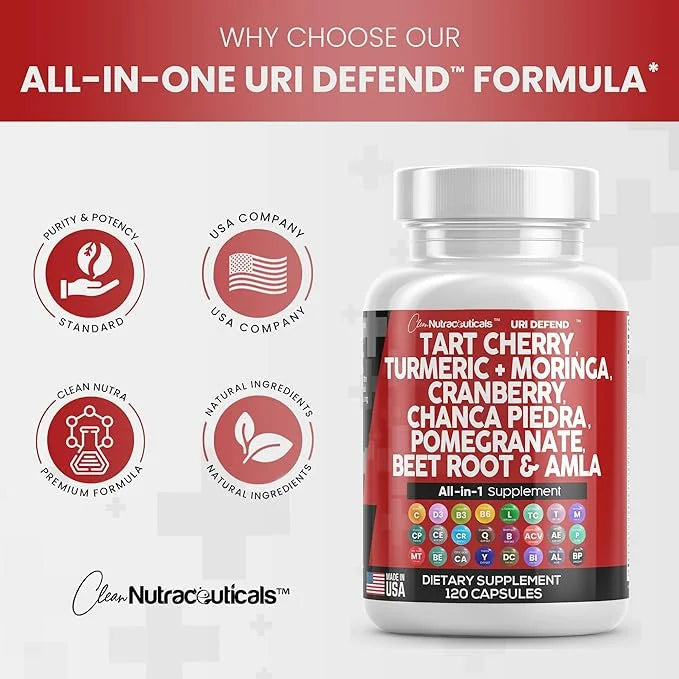 Clean Nutraceuticals Tart Cherry Extract Capsules 20,000mg with 8000mg Moringa 4000mg Cranberry 2000mg Chanca 120 Ct