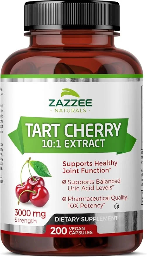 Zazzee Tart Cherry 10:1 Extract, 3000 200 Vegan 6+ Month 10X Extract, 100% Vegetarian,