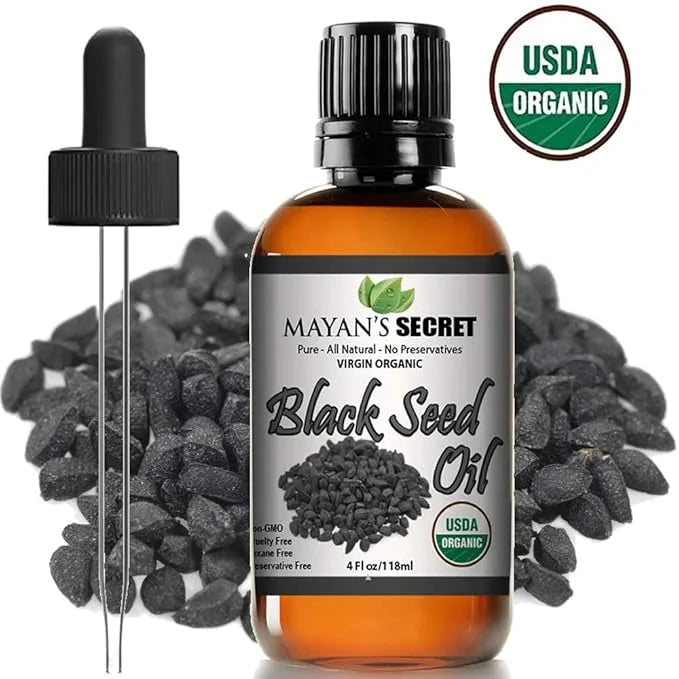 Mayan's Secret - 4oz Cold Pressed Black Cumin Seed Oil Organic USDA Certified -Nigella Sativa Cold Pressed, Virgin, Unrefi...