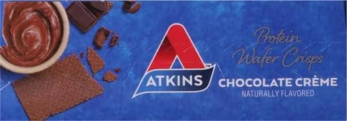 Atkins Chocolate Crème Protein Wafer Crisps, Protein Dessert, 4g Net Carb, 1g Sugar, High in Fiber, Keto Friendly, 5 Count...