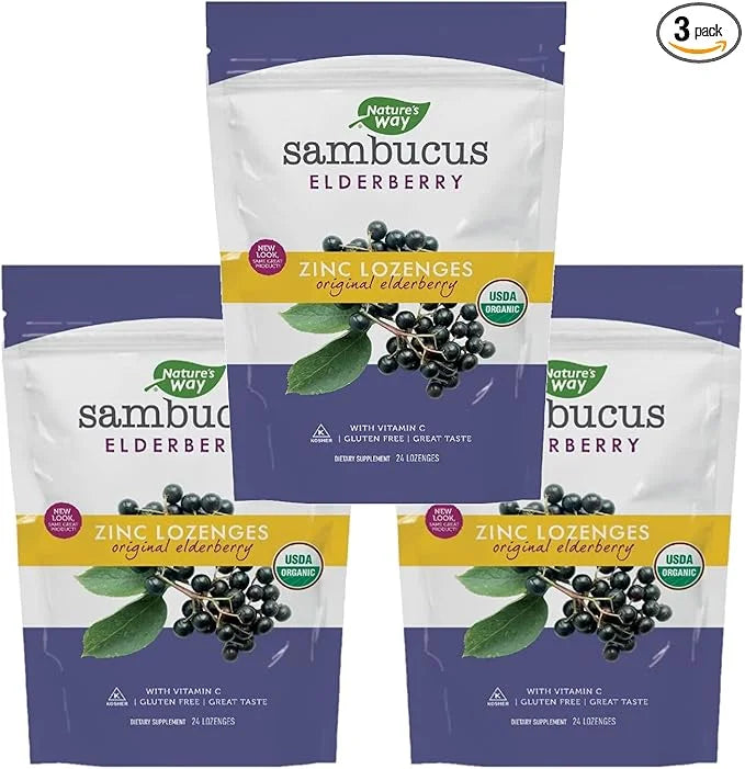 Nature's Way Organic Sambucus Zinc Lozenges 24 Lozenges 3)