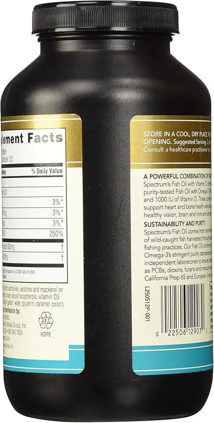 Spectrum Essentials Softgels, Fish Oil 1000 mg, 250 Count