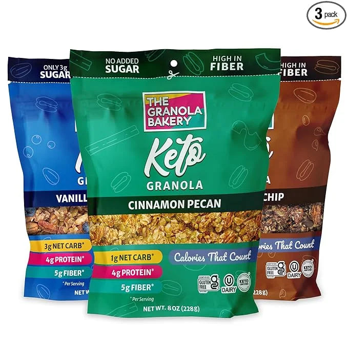 TGB Variety Granola Cereal, Cinnamon, Blueberry & Chocolate Chip, Keto Friendly Snack, No Added Sugar, Gluten Free, 8oz Ba...