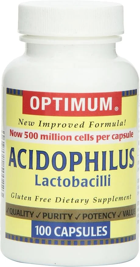 Optimum Acidophilus Lactobacilli Capsules, 100 Count
