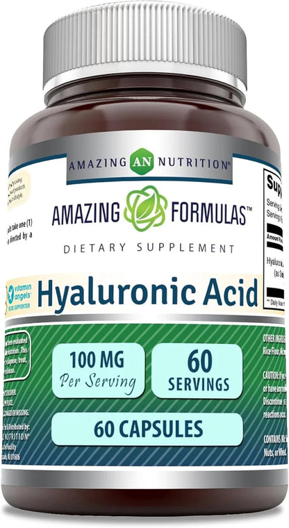 Amazing Formulas Hyaluronic Acid 100 Mg Capsules Supplement | Non-GMO | Gluten Free | Made in USA (1 Pack, 60 Count) - Pro...