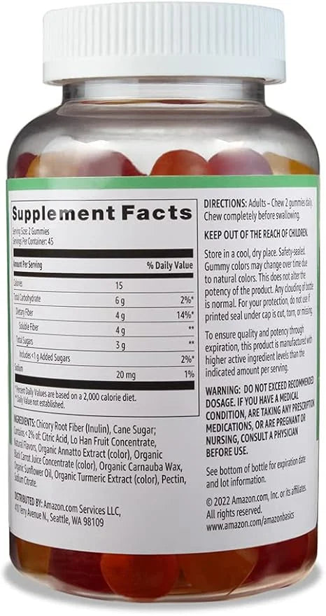 Amazon Basics (previously Solimo Fiber 4g Gummy 90 Gummies (2 per 2)