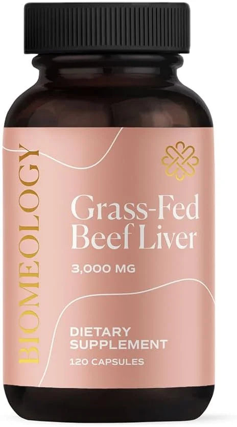 Grass-Fed Beef Liver Capsules (120 Pills, 750mg) from Pasture-Raised Cattle for Wellness & Fertility Support - Rich in B12...