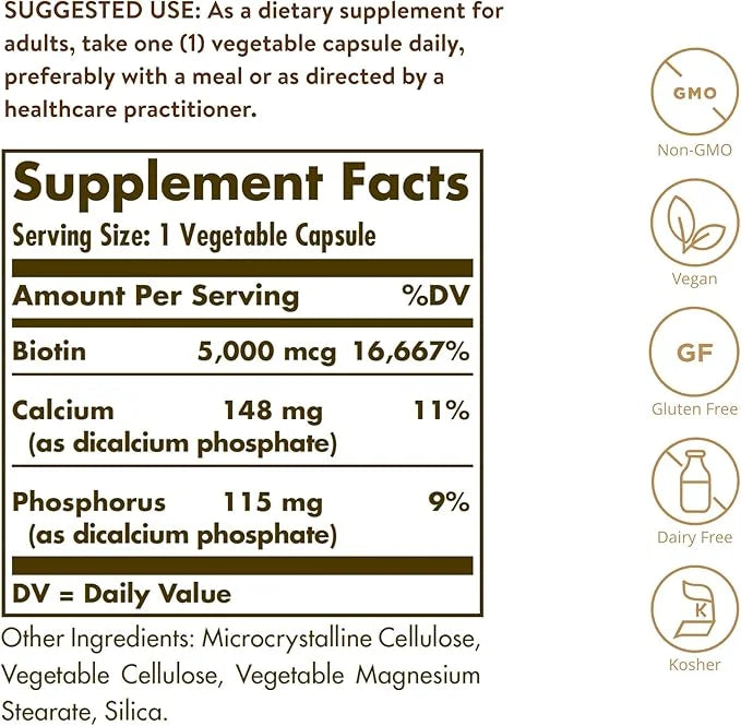Solgar Biotin 5000 mcg 180 Count
