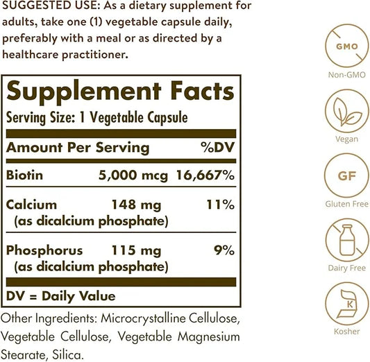 Solgar Biotin 5000 mcg 180 Count