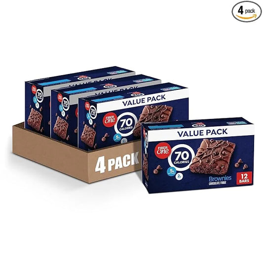 Fiber One 70 Calorie Brownies, Chocolate Fudge, Snack Bars, Value Pack, 12 Bars, 10.6 oz (Pack of 4) - Product Image