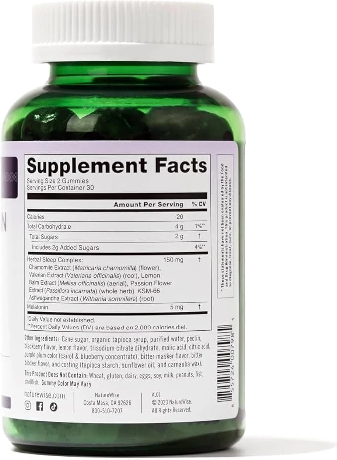 NatureWise Melatonin Gummies 5mg + 60 Gummies[1-Month Gummies[1-Month Supply]