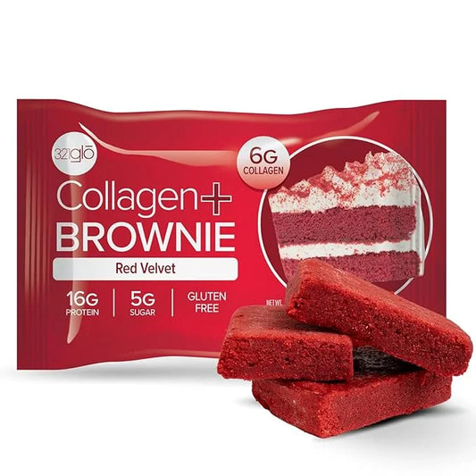 321glo Collagen Protein Brownie | Gluten Free, Low Sugar | Keto Snack for Women, Men, & Kids | 16g Protein, 6g Collagen | ...