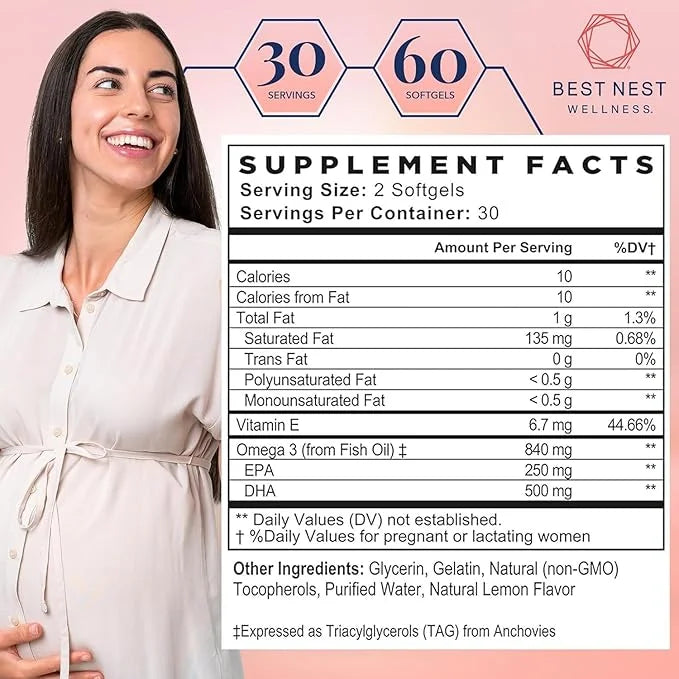 Best Nest Wellness Mama Bird Prenatal 3 DHA 500 mg 60 Ct