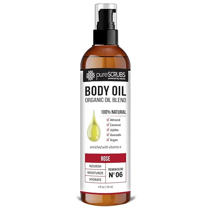 pureSCRUBS Ultra Moisturizing Rose Body Oil Spray for Dry Skin, Massage, Cuticles & More, Organic Super Blend of Jojoba, A...