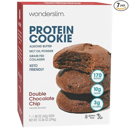 Wonderslim Protein Cookie, Double Chocolate, Keto friendly, Low Carb, Gluten Free (7ct) - Product Image