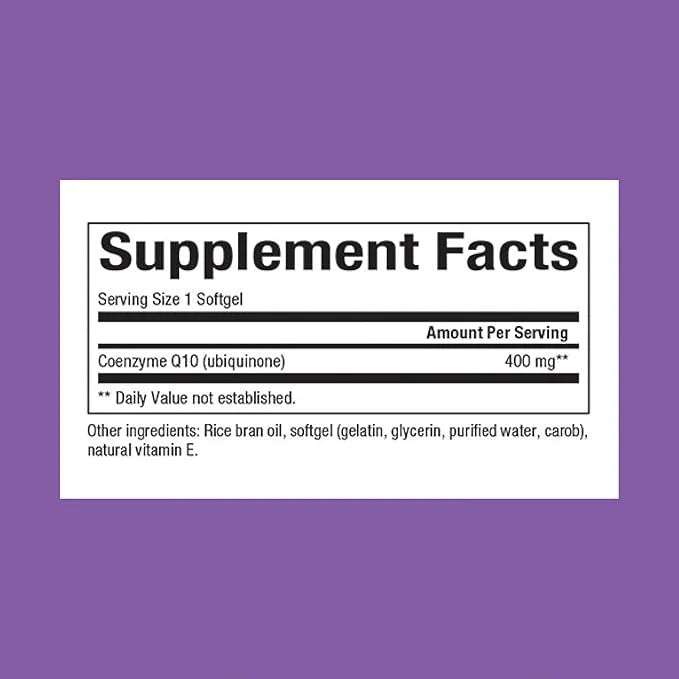 Natural Factors Coenzyme Q10 400 mg, Q10 Supplement 60 Softgels